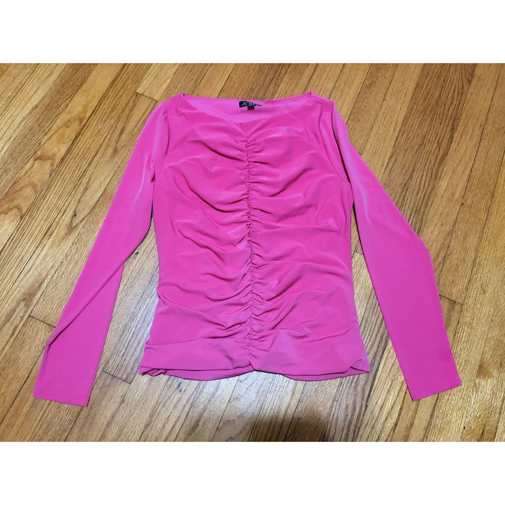 J. Crew Dragonfruit Pink Ruched Jersey Knit Stretch Top Size Large